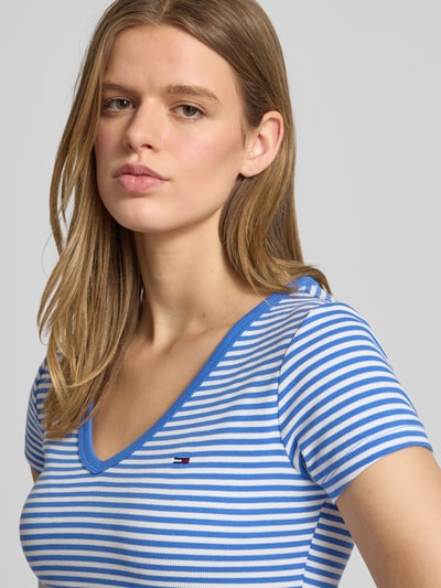 Tommy Jeans Slim Fit T-Shirt aus Baumwoll-Mix Blau 3