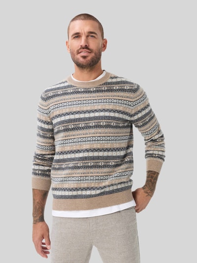 Brax Kaschmirpullover mit Rundhalsausschnitt Modell 'Rick' Mittelbraun 4