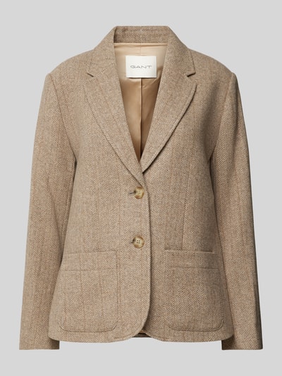 Gant Regular Fit Blazer mit Reverskragen Hellbraun 2