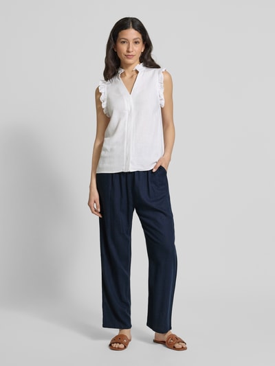 Apricot Broek van een mix van viscose en linnen met elastische band Marineblauw - 1