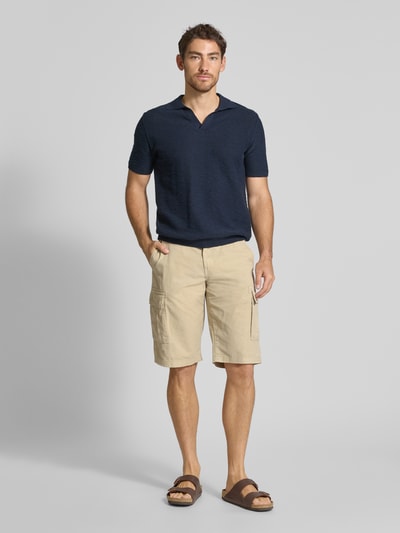 Lerros Korte regular fit cargobroek met riem Beige - 1