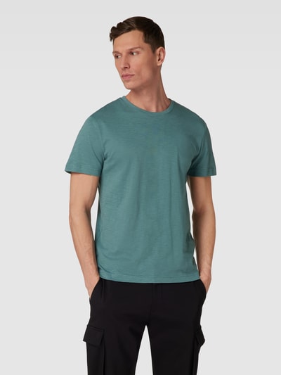 Tom Tailor T-shirt in gemêleerde look, model 'Uni Slub Tee' Petrol - 4