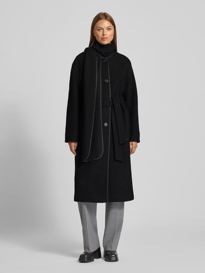 Fuchs Schmitt Płaszcz w kołnierzem z połami i detalem szalowym  Czarny 4