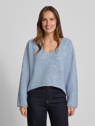 Drykorn Strickpullover aus Alpaka-Mix mit V-Ausschnitt Modell 'SOMAIJA' Hellblau Melange 4