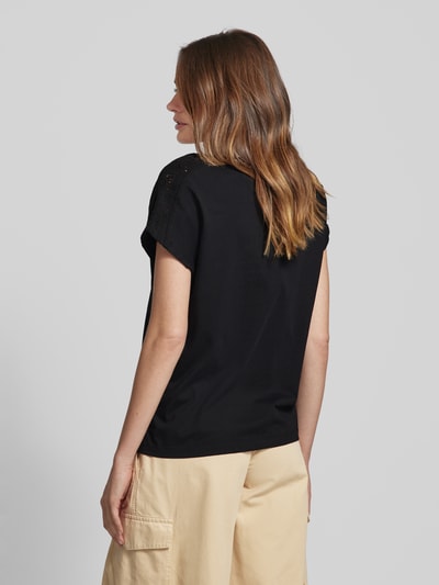 s.Oliver RED LABEL T-shirt met gehaakt kant en ronde hals Zwart - 5