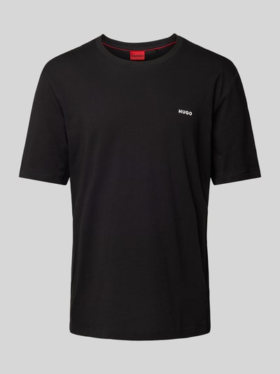 HUGO T-shirt z nadrukiem z logo model ‘Dero’ Czarny 2