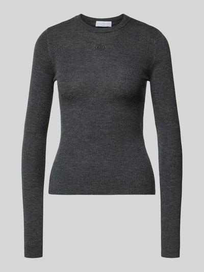 LeGer by Lena Gercke Strickpullover aus Wolle mit Stitching Modell 'Corin Jumper' Anthrazit 2