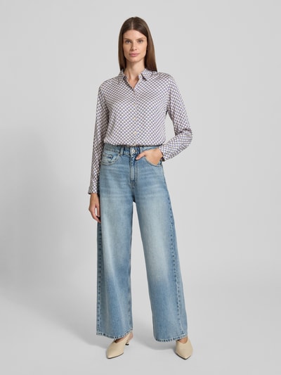 Milano Italy Regular fit overhemdblouse met platte kraag Bleu - 1