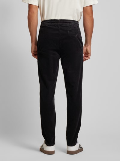 Only & Sons Tapered fit corduroy broek met elastische band, model 'LINUS' Zwart - 5