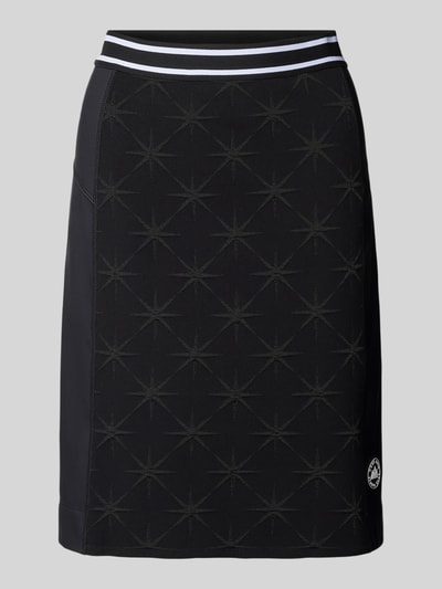Marc Cain Spódnica z mieszanki wiskozy z aplikacją z logo Czarny 2