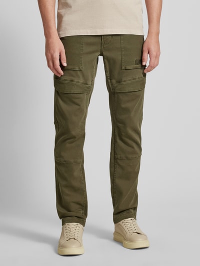 PME Legend Slim fit cargobroek met labeldetail, model 'FLIGHTRIDER' Olijfgroen - 4