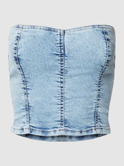 Pieces Cropped Bandeau-Top im Denim-Look Modell 'KIGGY' Hellblau 2