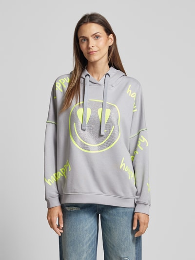 miss goodlife Hoodie met statementprint, model 'Happy Smile Face' Middengrijs - 4