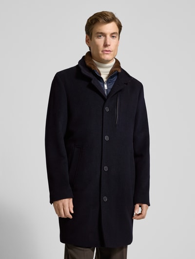 Roy Robson Regular fit lange jas van een mix van katoen en kasjmier Marineblauw - 4