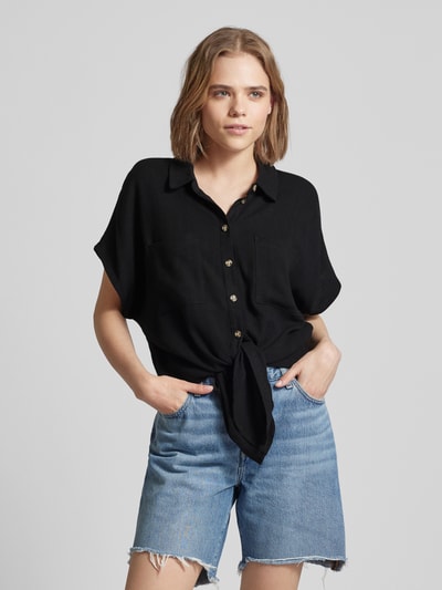 Pieces Blouse met knoopdetail, model 'VINSTY' Zwart - 4