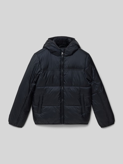 CHAMPION Kurtka pikowana z kapturem i nadrukiem z logo Czarny 1