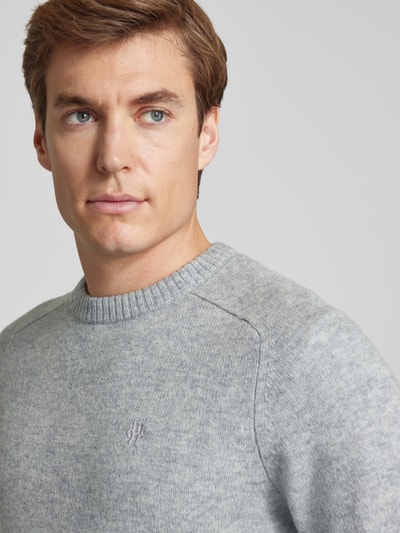 MCNEAL Strickpullover aus Lammwolle mit Label-Stitching Mittelgrau Melange 3