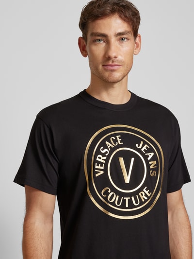 Versace Jeans Couture T-shirt met labelprint, model 'CJ00T' Zwart - 3