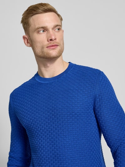 JOOP! Collection Sweter z dzianiny z okrągłym dekoltem model ‘Wanjo’ Królewski niebieski 3