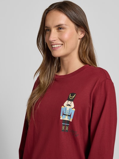 Jake*s Casual Pyjama-Oberteil mit Motiv-Print Bordeaux 3