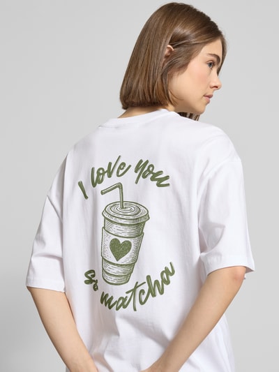 REVIEW Oversized T-Shirt mit Statement-Print Weiss 3