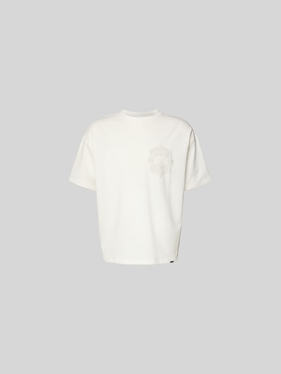 Produktfoto, Regular Fit T-Shirt aus Baumwoll-Mix von Don’t Waste Culture in Weiß mit Rundhalsausschnitt, Label-Detail, kurzärmelig