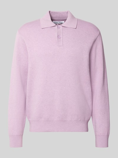 Produktfoto, Regular Fit poloshirt uit katoenmix Model 'Sanino' van Samsøe Samsøe in lichtlila met tricotlook en elastische boordjes