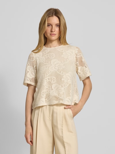 Jake*s Collection Regular fit blouseshirt met ajourpatroon Ecru - 4