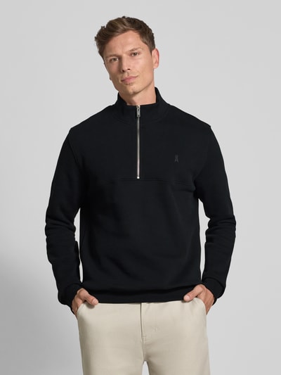 Armedangels Regular Fit Troyer aus reiner Baumwolle 'WAARLO FLEECE' Black 4