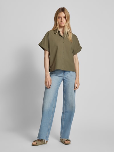 mbyM Overhemdblouse met 1/2-mouwen, model 'Katin' Kaki - 1