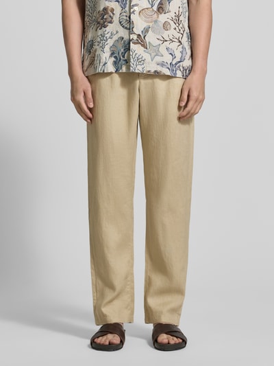 GANT Regular Fit Leinenhose mit elastischem Bund Beige 4