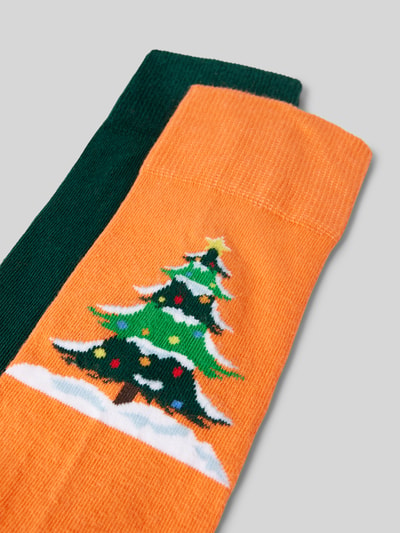 Christian Berg Men Socken mit Motiv-Stitching im 2er-Pack Orange 2