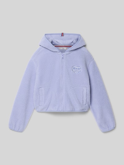 Produktfoto, Regular Fit Sweatjacke in Teddyfell-Optik von Tommy Hilfiger Teens, efekt: jednolity kolor, futerko, wyhaftowane logo, kaptur, zamek błyskawiczny, elastyczne wykończenia, wpuszczane kieszenie