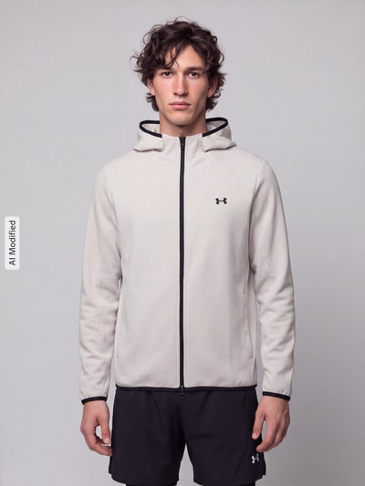 Under Armour Regular Fit Trainingsjacke mit Baumwoll-Anteil Modell 'Unstoppable Fleece' Weiss 4