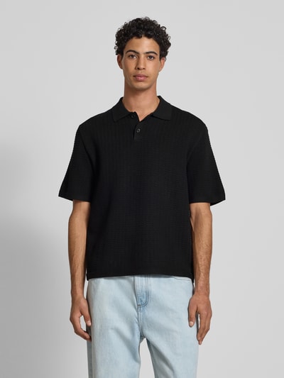 Redefined Rebel Regular fit poloshirt met structuurmotief, model 'FERDINAND' Zwart - 4