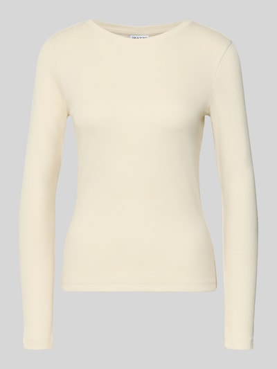 Jake*s Casual Shirt met lange mouwen in riblook met ronde hals Ecru - 2