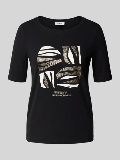 s.Oliver RED LABEL Regular Fit T-Shirt aus Baumwoll-Mix BLACK 2