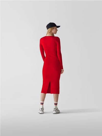 Victoria Beckham Midikleid mit V-Ausschnitt Rot 5