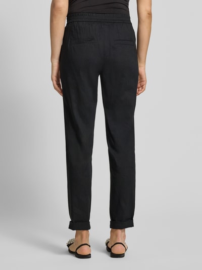 Marc Cain straight fit linnenbroek met viscose Zwart - 5