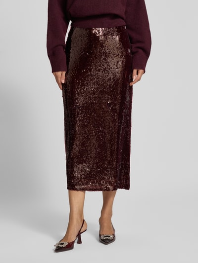 YAS Midirock mit Pailletten Modell 'ROYALINA' Bordeaux 4