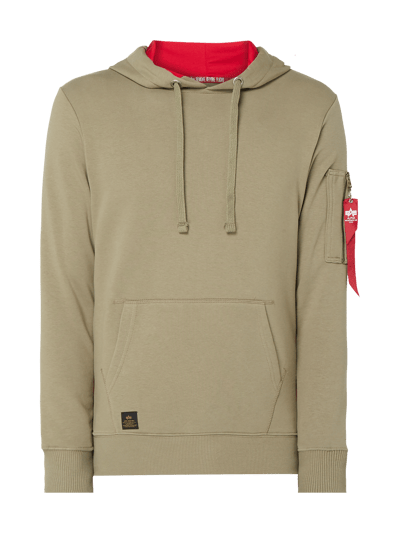 Alpha Industries Bluza z kapturem z paskami z logo Oliwkowy 2