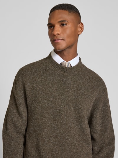 MCNEAL Gebreide pullover met ribboorden Middenbruin gemêleerd - 3