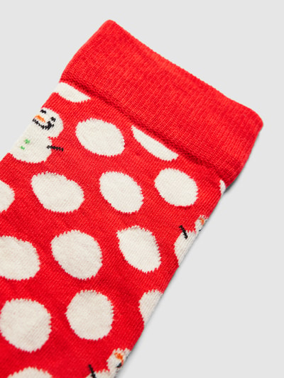 Happy Socks Socken mit Allover-Muster Modell 'Big Dot Snowman Sock' Rot 2