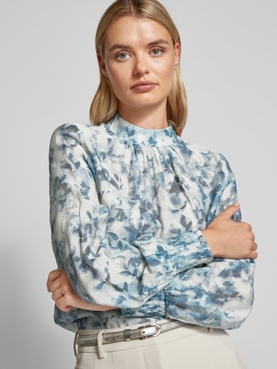 Jake*s Collection Bluse mit Smok-Details Rauchblau 3