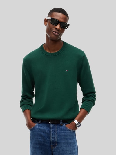 Tommy Jeans Sweter o kroju slim fit z czystej bawełny Ciemnozielony 4