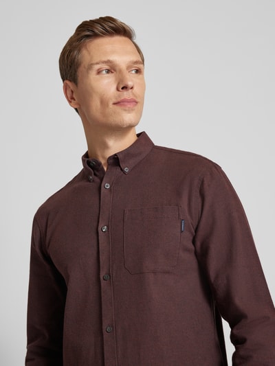 Lindbergh Freizeithemd mit Button-Down-Kragen Bordeaux 3