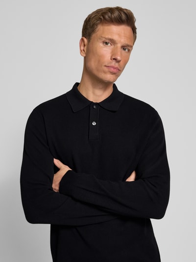 Christian Berg Men Slim Fit Poloshirt mit Knopfleiste Black 3