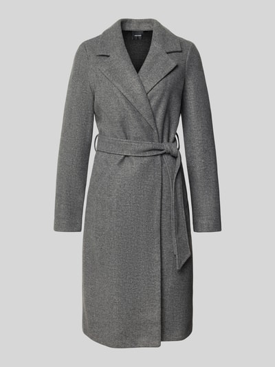 VERO MODA Webpelzmantel mit Bindegürtel Mittelgrau Melange 1