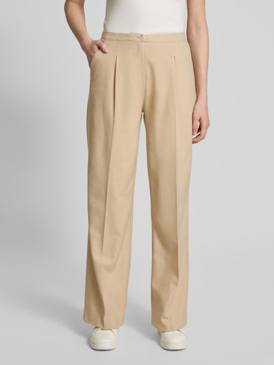 OPUS Stoffen broek met persplooien en steekzakken, model 'Maiga' Zand - 4