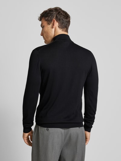 Profuomo Wollpullover mit Troyer-Kragen Black 5